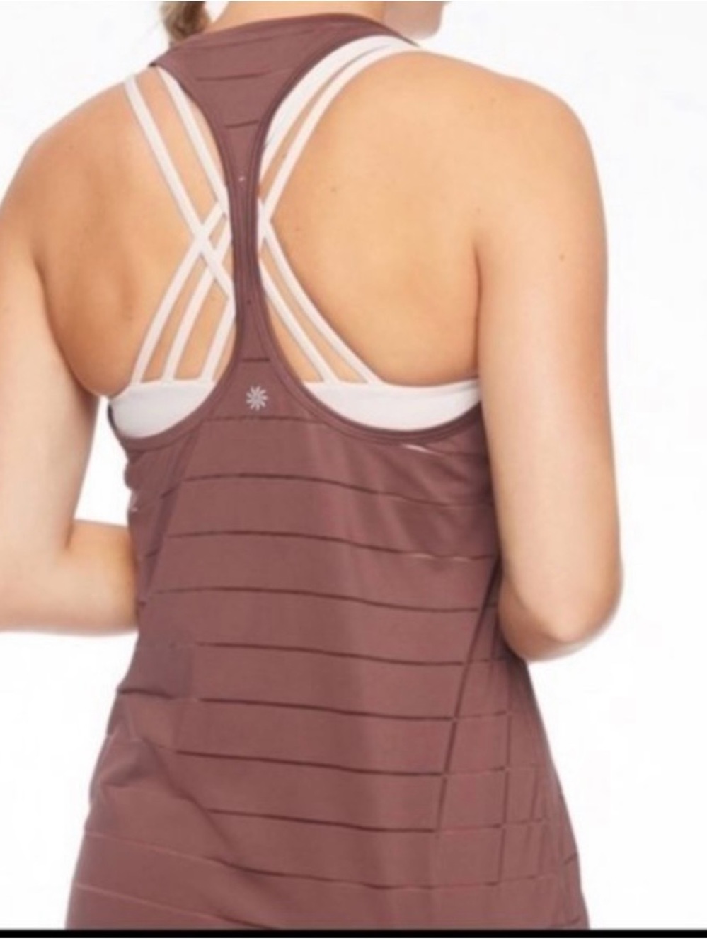 Athleta Mauve Brown Striped Chi Mesh Tank Racerback Tank Size XS